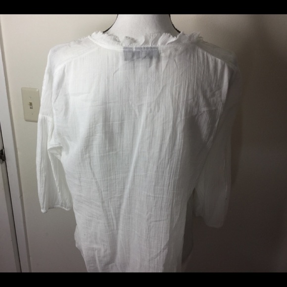 a.n.a. A NEW APPROACH White Lacy Sheer Buttondown - Picture 8 of 8